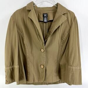 00s WORK TO WEEKEND Vintage Brown Cotton Stretch Blazer Jacket